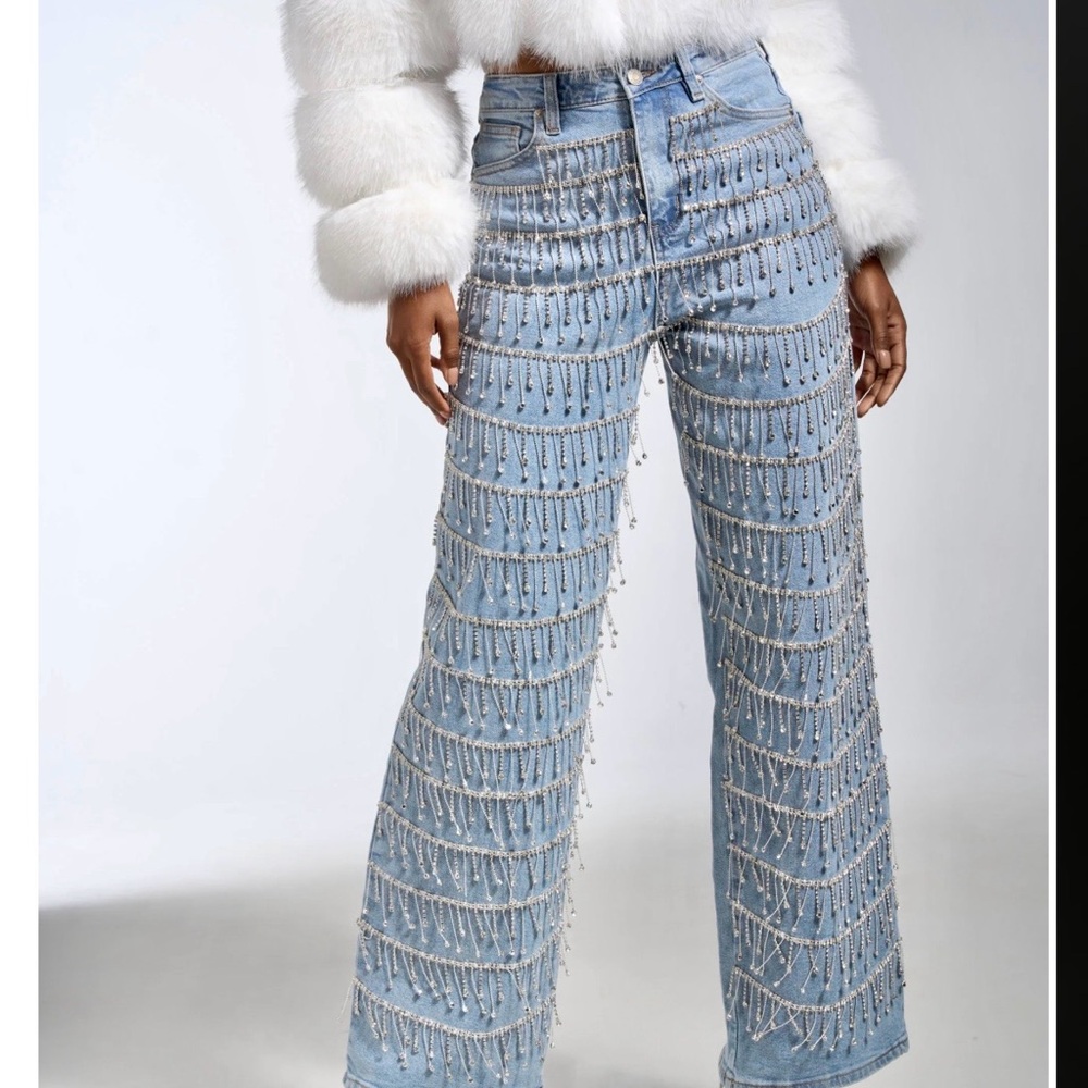 AKIRA drip drip embellished rhinestone jeans - NEW!